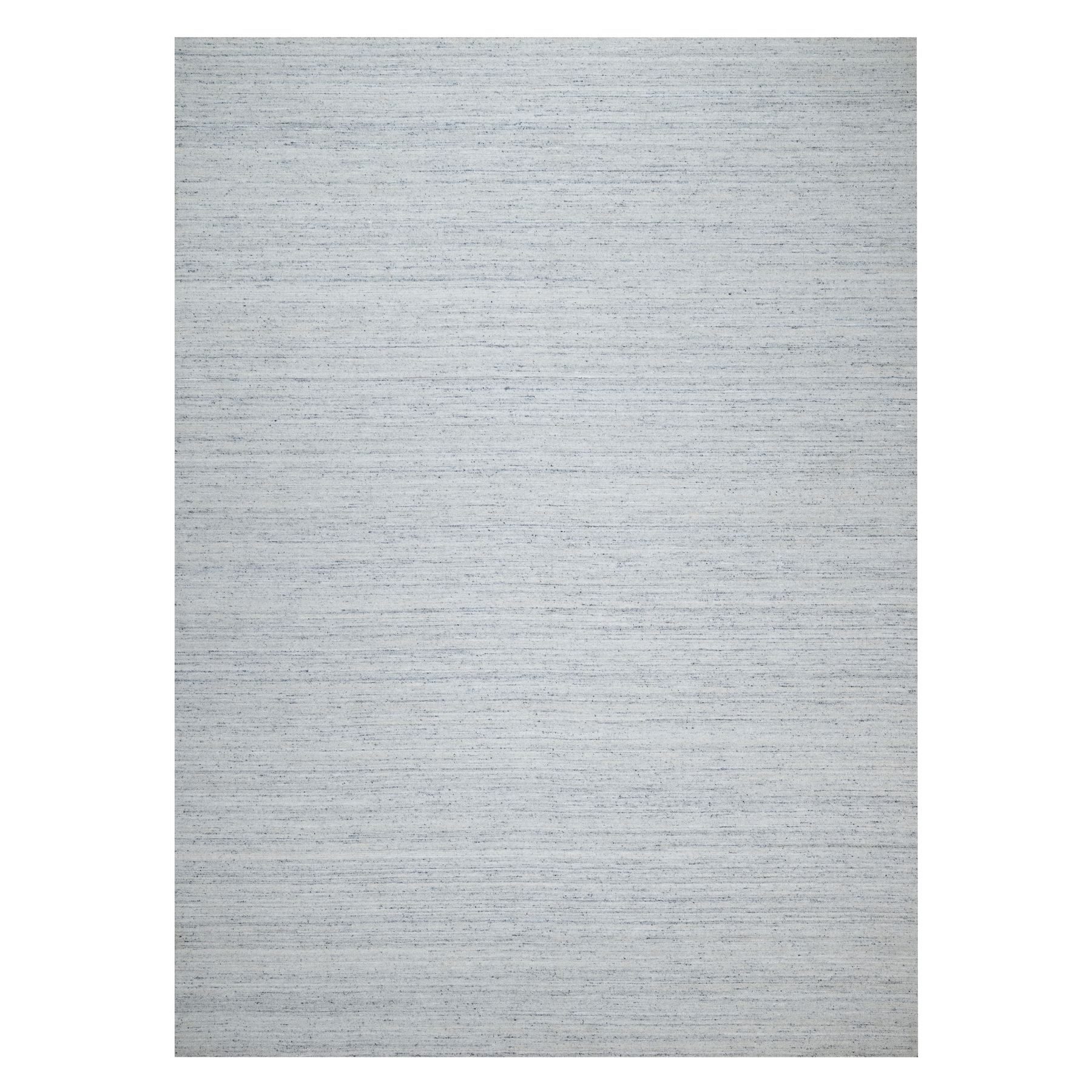 10'x13'10" Misty Gray, Modern Striae Design, Tone on Tone, Soft Pile, Natural Wool, Hand Loomed, Oriental Rug 